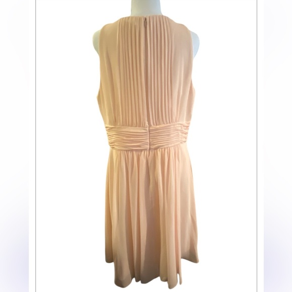 Lauren Ralph Lauren Evening Womens Blush Chiffon Gathered Party Dress Size 16 - Picture 2 of 12